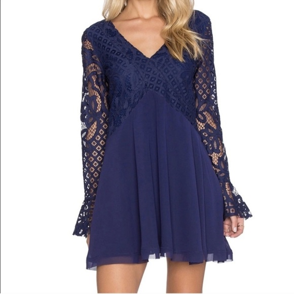 Tularosa Revolve Skylar Lace V Neck Mini Dress Blue Small - Picture 10 of 10